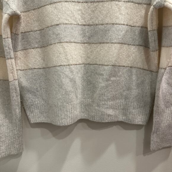 Rails Mist Ivory Glitter Stripe Ellise Sweater Cashmere Silk‎ Blend XS Luxe Cozy - Picture 7 of 9